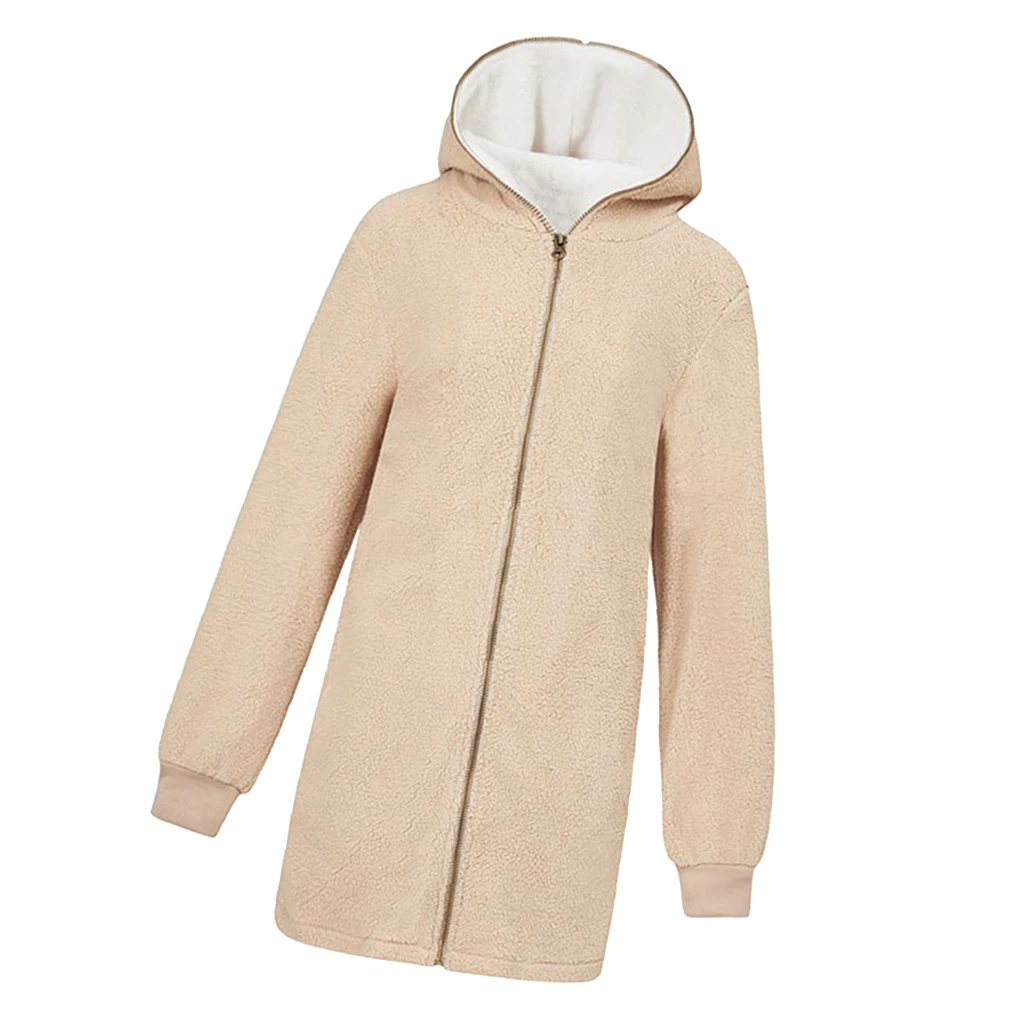 Women's Warm Oversized Fleece Coat Hoodie Hoodie Jacket Zip Hoodie,Beige