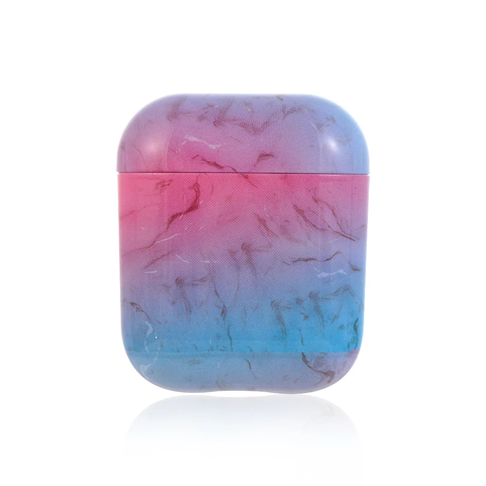 Pink Blue Мраморный чехол для наушников для Airpods, пылезащитный чехол, жесткий защитный чехол для Apple AirPods, 1, 2, зарядная коробка - Цвет: Pink Blue