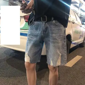 

Summer men's five-point pants casual loose hip-hop personality hole pants youth fashion loose tide cool men's denim shorts