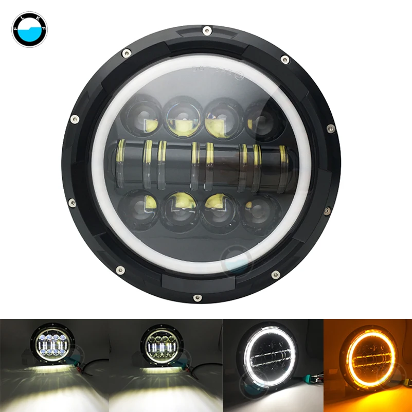 7-дюймовый 60 W DOT SAE E9 мотоцикл фары с углом глаза светодиодные 7 дюймов корпус