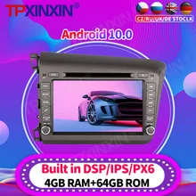 Rádio multimídia automotivo, 128g, android 10.0, para honda civic 2002 2013, reprodutor de vídeo, navegação gps, acessórios