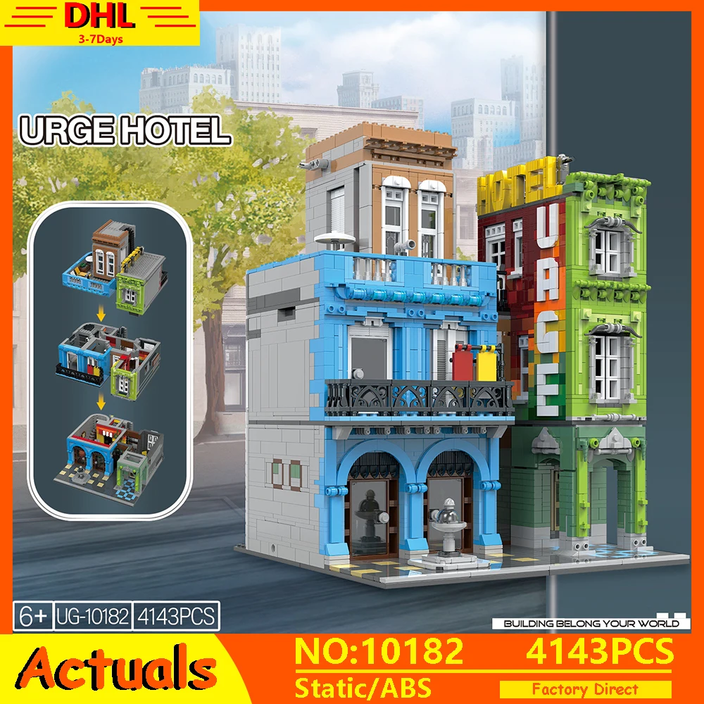 

MOC Creator Expert City Street View Series The URGE Hotel Model Building Blocks Bricks Homestay Brigade Toys For Children Gifts
