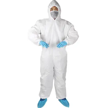 

Men Non-Woven Disposable Coveralls Protection Isolation Cover Hooded Bodysuit Q6PA