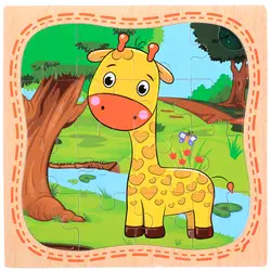 16 шт. деревянные игрушки-головоломки лошади Детские Мультяшные животные Обучающие Развивающие игрушки