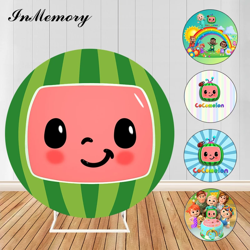 Sensfun Round Circle Backdrop Cake Cocomelon Family Kids Birthday Party Photography Backgrounds Photo Studio Custom Elasticity Background Aliexpress