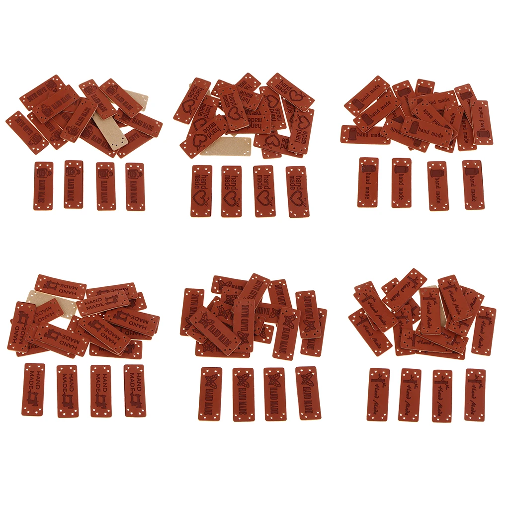 20Pcs/Pack Leather Handmade Label Tags for DIY Sew Clothes Craft Embellishment Knit DIY Patches Bags Leather Label Sewing Craft 