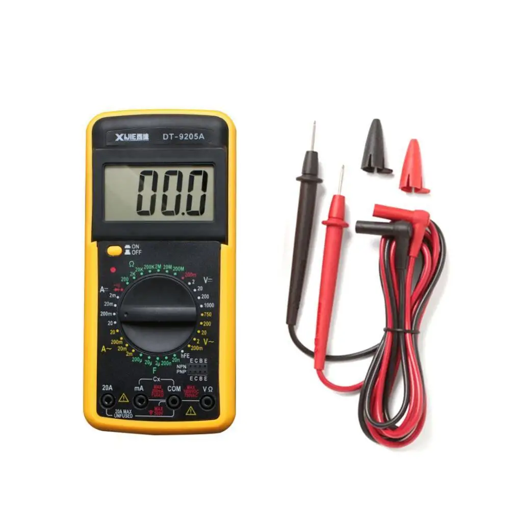 

DT9205A Handheld LCD Digital Multimeter Electric Voltmeter Ammeter Tester Resistance Capacitance AMP meter hFE AC/DC test Probe