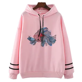 

Colorful Fresh Fish Vintage Sweatshirt Funny Hoodies O-Neck Hoodiess Short-Sleeve Womens Top Hoodiess StreetWear