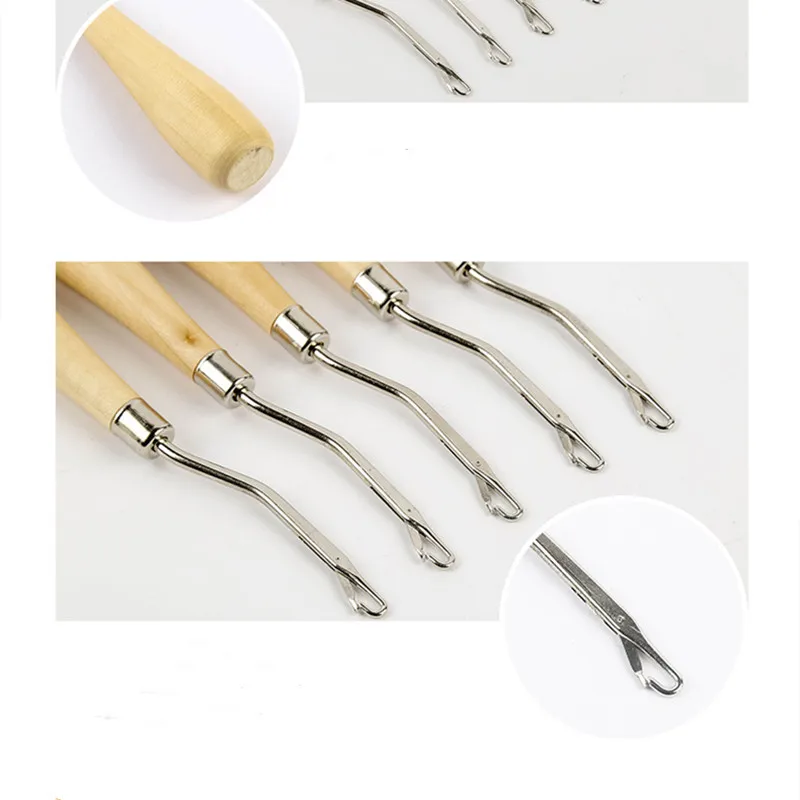 Description Picture 5 of itemHot sale 1Pc Latch Hook Rug Kits DIY Latch Crochet Hook Wooden Handle Needle Puller Tool for Canvas Mat Rug Craft Handmade Tools