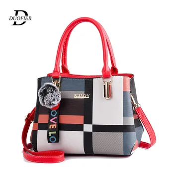 

Lady Plaid Shoulder Bag 2020 New Fashion Stitching Messenger Brand Female Casual Wild Totes Crossbody Bag Women Leather Handbags