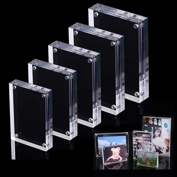 

New Arrival Double-faced Clear Crystal Photo Frame Desk Set Acrylic Magnet Picture Parts Use Photo Frame Magnetic Picture Photo