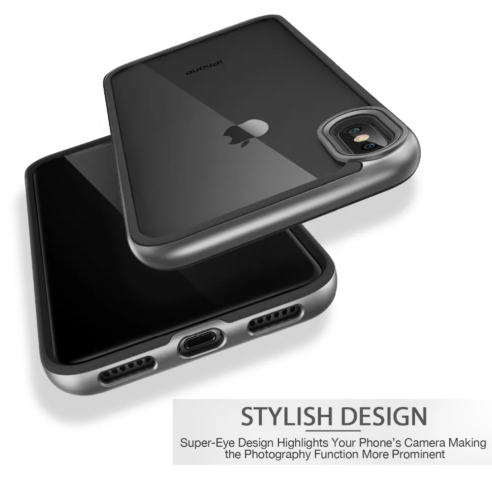 Чехол для iphone X 5,8 дюймов, ESR сверхпрочный двухслойный Твердый чехол с бамперной рамкой, Прозрачная Жесткая задняя крышка для iphone X 10 5,8