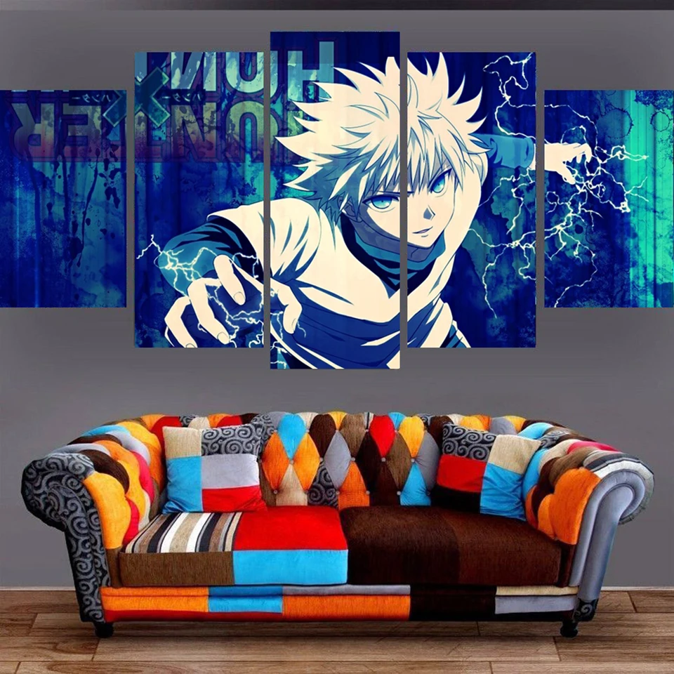 Картина принты для домашнего декора 5 панелей Hunter X картины анимация настенное
