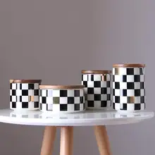 Керамическая Геометрическая банка для хранения чая, кофе, сахара, емкость для хранения, кухонная банка для специй, горшок для конфет с крышкой, кухонные принадлежности