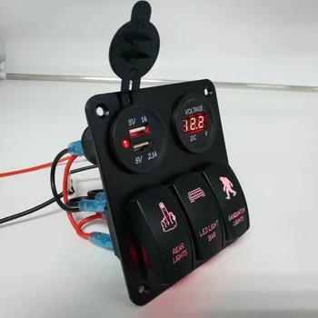 

Car Switch Panel Red LED Indicator 3 Gang 12-24V Waterproof Accessories