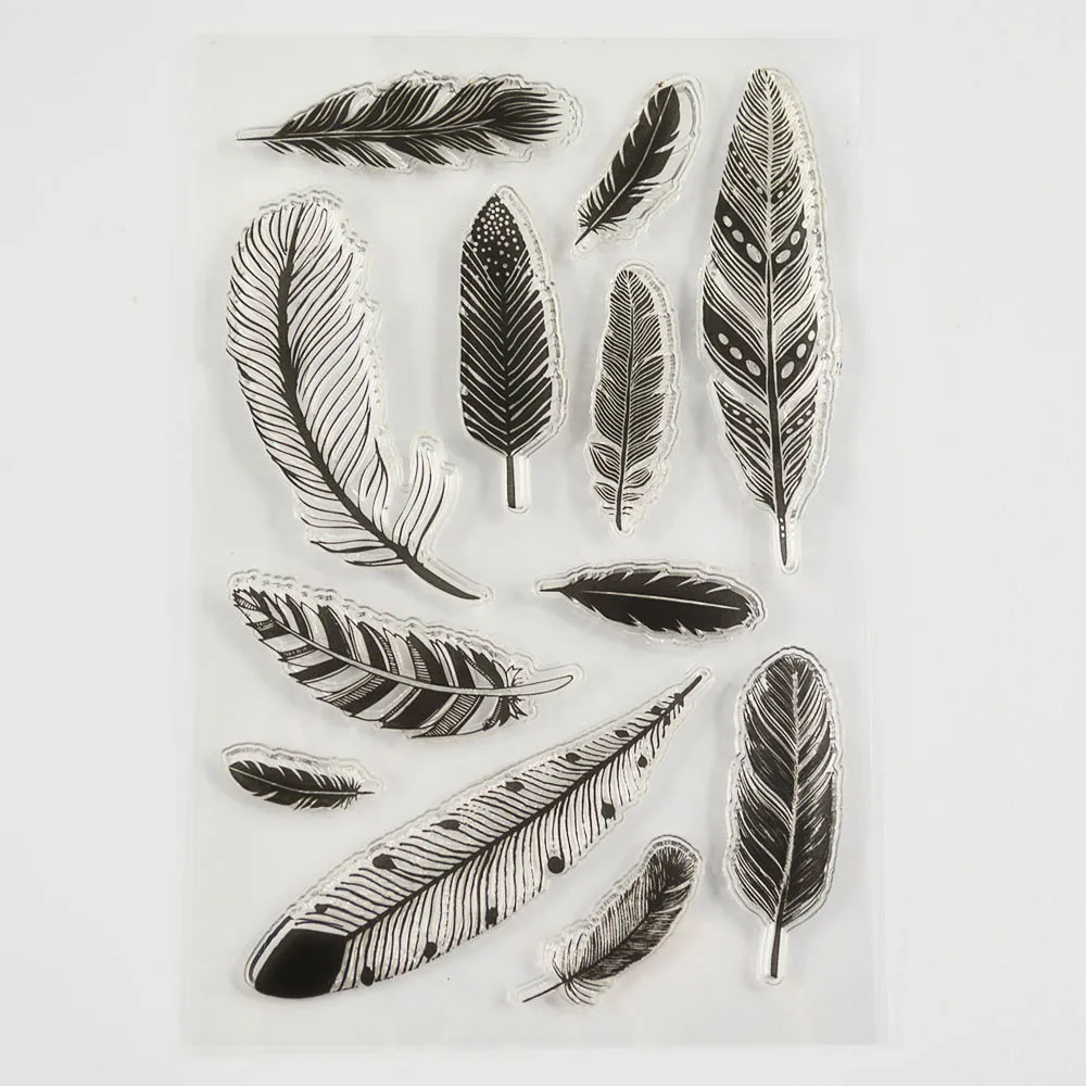 Прозрачный штамп с перьями для скрапбукинга сделай сам/изготовления