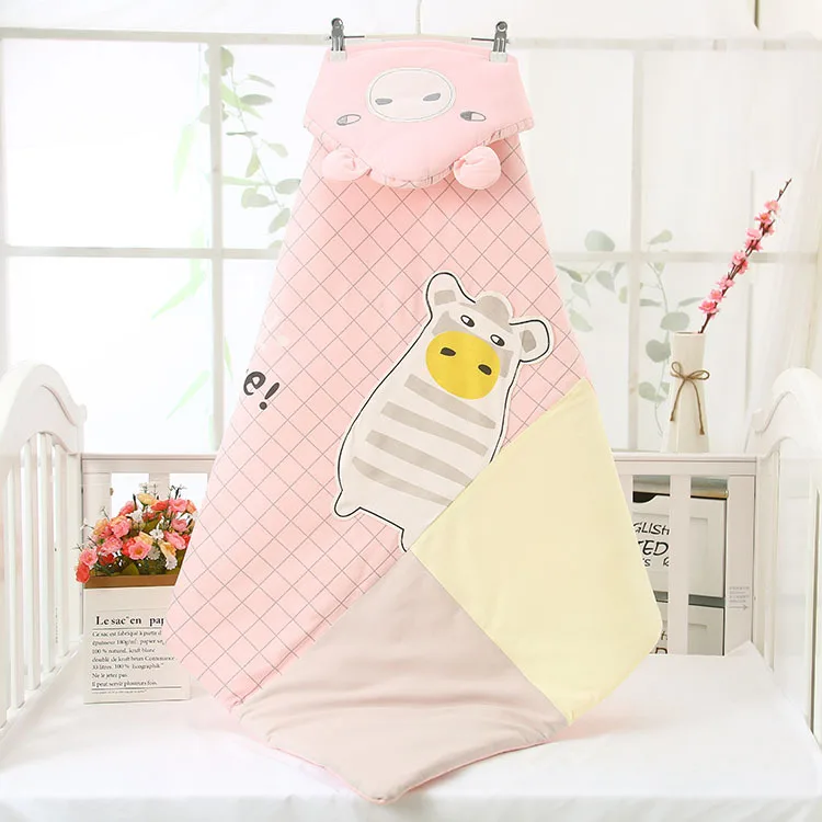 Pink Мягкий спальный мешок для младенцев, Хлопковое одеяло для новорожденных мальчиков и девочек, мультяшное одеяло, детские покрывала, детский спальный мешок - Цвет: Pink