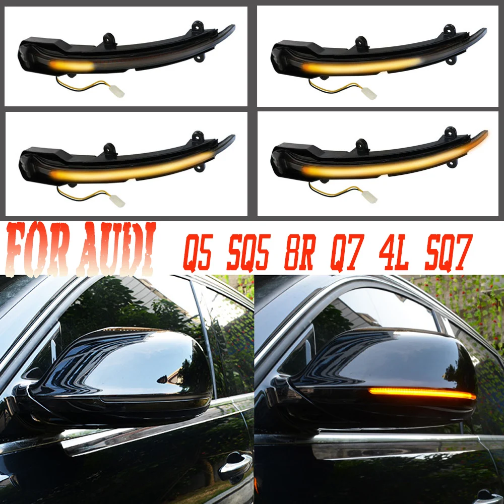 

Car Rearview Mirror Indicator Lamp Streamer Strip Flowing Turn Signal Light Amber LED For Audi Q5 SQ5 8R Q7 4L SQ7 Series