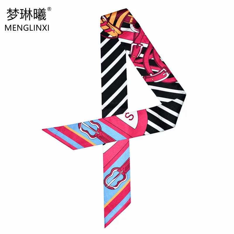 

Skinny Hijab Scarf Women Foulard Femme Bag Scarf Luxury Brand Bandana Belt Striped Hair Headband Head Scarves For Ladies