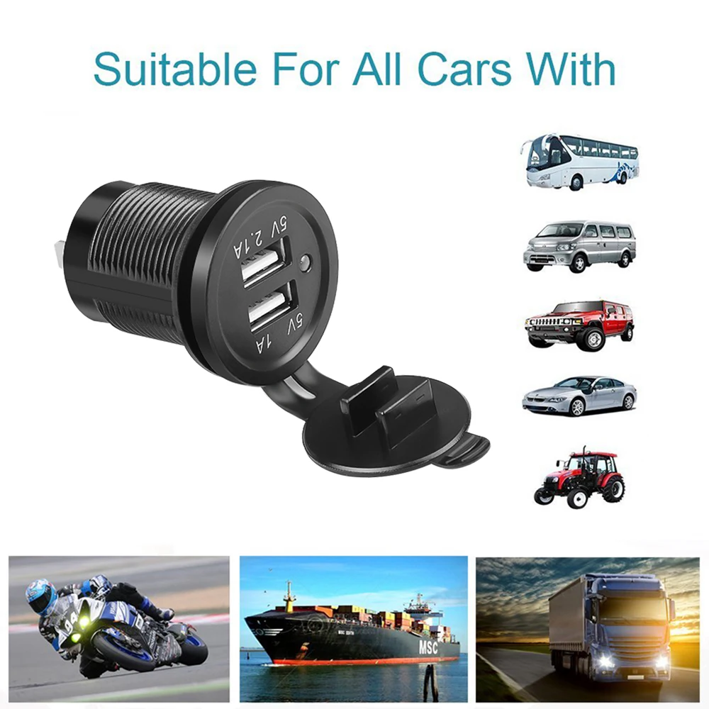 Car Dual USB Charger Motorcycle Cigarette Lighter 12V Car Boat Motorcycle Cigarette Lighter Sockets Power Plug Outlet car charger car phone charger