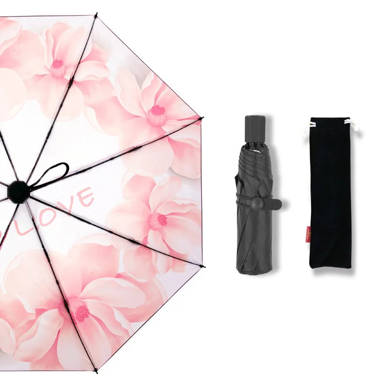 YADA 2020 INS LOVE Automatic Umbrellas Charm Rain Women uv Pink Flowers Umbrella For Womens Windproof Folding Umbrellas YS200019