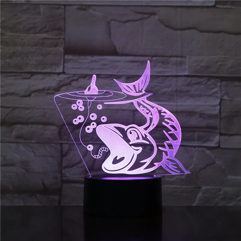 7 цветов рыбы Форма 3D светодиодный ночной Светильник RGB настроение животных USB Сенсорная настольная лампа для дома Спальня вечерние декор для детей подарок Прямая поставка