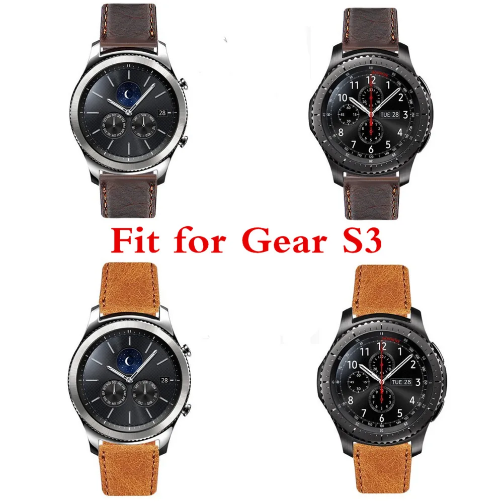 

22mm Gear S3 Frontier Retro Leather Strap For Samsung Galaxy watch 46mm band huawei watch gt strap correa watchband Accessories
