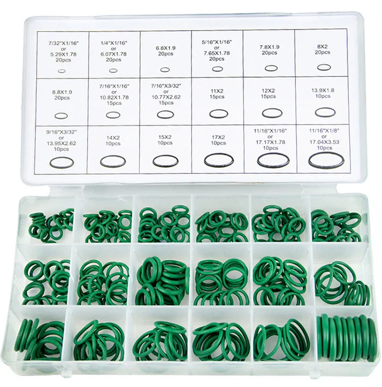 270 шт./компл. резиновое уплотнительное кольцо кабельные наконечники в наборе для колцеобразное уплотнение шайбы уплотнительные прокладки уплотнительное кольцо 18 размеров с Пластик коробка кольца из силиконового каучука - Цвет: 270pcs green