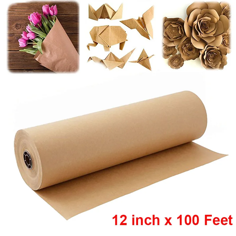 

Brown Kraft Paper Roll for wedding party home decoration Natural Recycled Paper Perfect for Crafts, Art, Small Gift Wrapping
