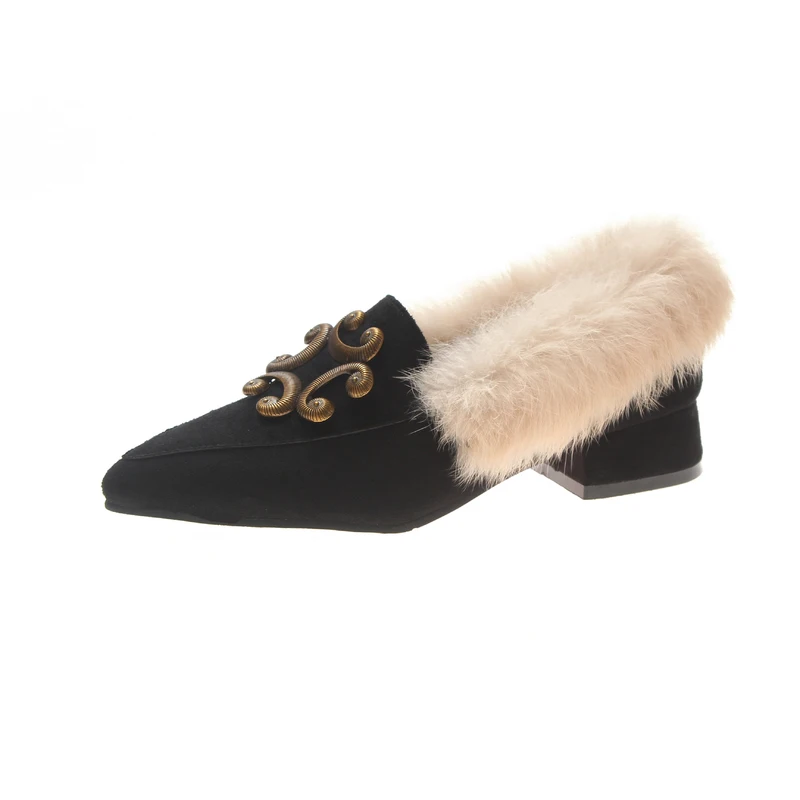 Fur Slippers Womens Slides Warm Winter Furry Footwear Outdoor Autumn and Winter Fashion Comfort Shoes Woman Cute Muler Slippers
