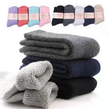 

2020 Winter Outdoor Super Thicker Solid Socks Merino Wool Cashmere Socks Against Cold Snow Russia Winter Warm Male Men Socks