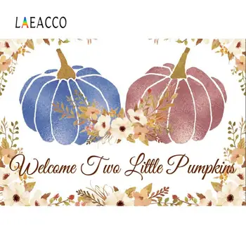 

Laeacco Watercolor Baby Shower Baptism Welcome Two Little Pumpkin Party Poster Photo Background Photo Backdrop For Photo Studio
