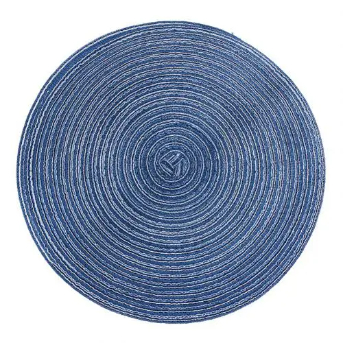 Горячее предложение, лаконичные круглые льняные плетеные подставки под чашки, термоизолированные чаши, тарелка, коврик - Цвет: Blue S