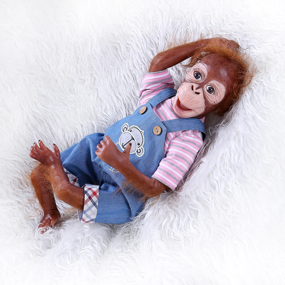 21 дюйм 52 см artist made reborn Monkey doll lifelike orangutan очень мягкий, силиконовый, гибкий Коллекционная художественная Кукла reborn