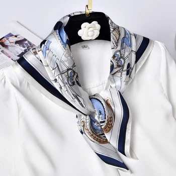 

100% Pure Silk Square Hair Scarf Women Print Small Real Silk Scarf Bandana Ladies Natural Silk Headscarf Kerchief 65x65cm