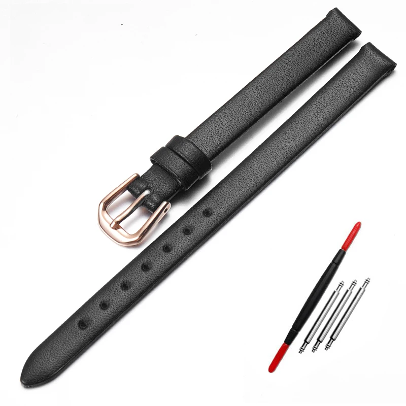Elegant Genuine Leather Mini Watch Strap - Women's Fashion Accessory in Red & White