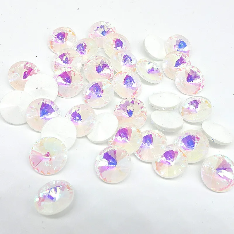 Цвет, 30 шт., элементы, Кристальные стеклянные Риволи, Свободные Круглые бусины, 10 мм, несколько цветов - Цвет: white