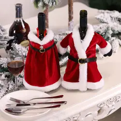 Рождественская бутылка вина покрывает красное платье винного цвета юбка набор Рождество обеденный стол украшение для винной бутылки