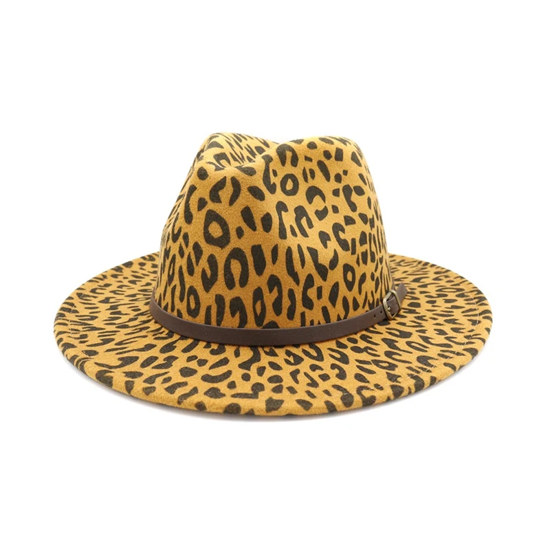 

WZCX Leopard Fashion Women Jazz Hat Autumn Winter Tide Casual Tide Korean Version Adult Cap Felt Hat