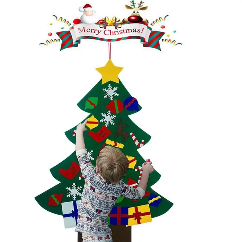 Войлочные Рождественские елки для детей DIY Теплые Детские Рождественские елочные украшения дверная стена Рождественское украшение для дома НОВОГОДНИЕ ПОДАРКИ