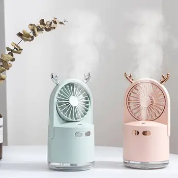 

3 in 1 Rechargeable Portable Cool Mist Fans Humidifier with Colorful Night Light for Bedroom Living Room Use