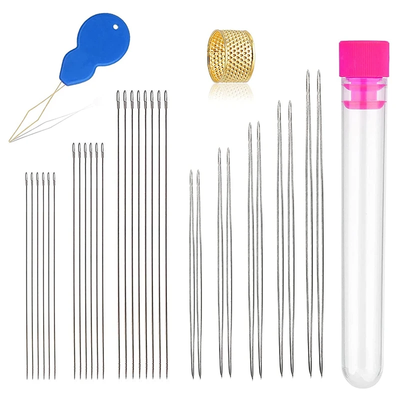 30 Pcs Beading Needles Set 5 Size 10 Pcs Big Eye Needles And 20 Pcs