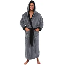 WOMAIL, мужской однотонный зимний удлиненный халат, плюшевая шаль, домашняя одежда, халат с длинными рукавами, мягкий халат на ощупь, Пижамный Халат