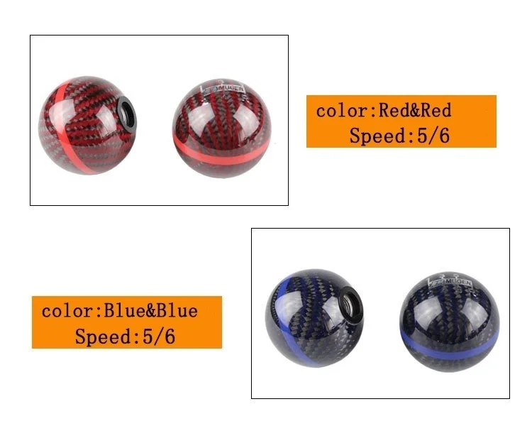 Mugen Power 5/6 Speed Racing Gear Shift knob Black Carbon Fiber With Red Line Or Blue Line for 95% cars