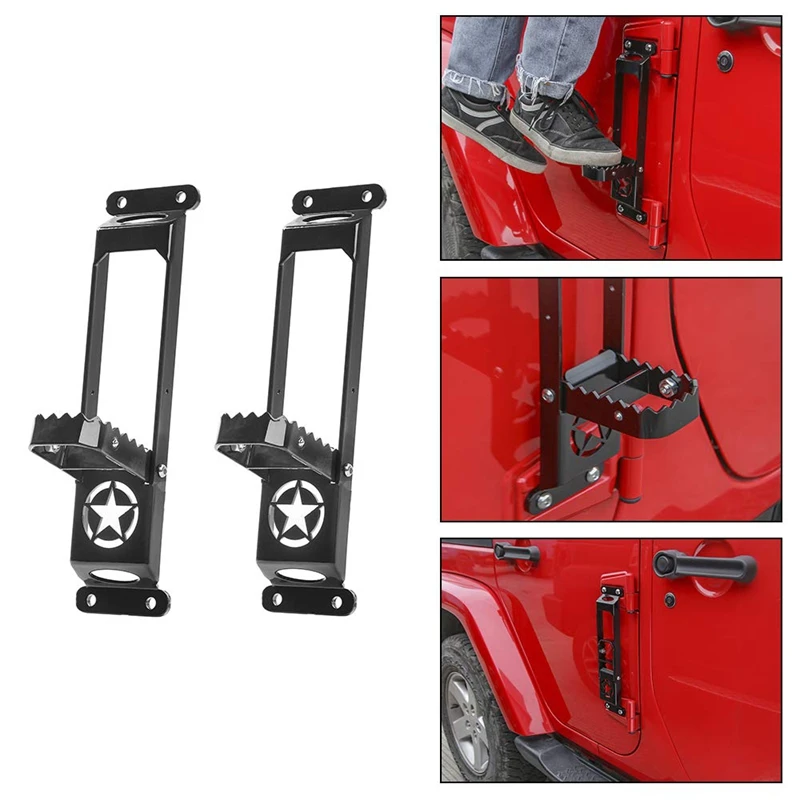 

Car Folding Door Hinge Step Foot Peg Metal Folding Foot Pedal, Easy Access to Car Rooftop for 2007-2018 Jeep Wrangler JK JKU JL