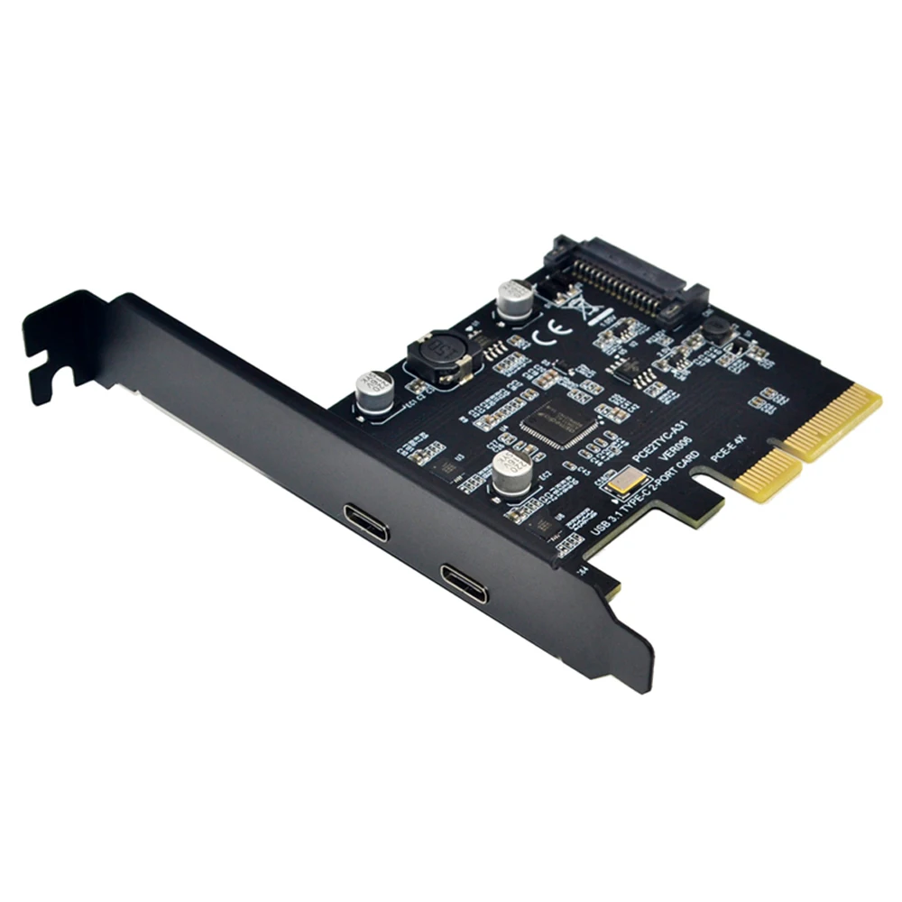 Плата PCIE Raiser USB 3 1 два реверсивных порта Gen 2 Type-C PCI Express X4 SATA 15 контактный разъем 10