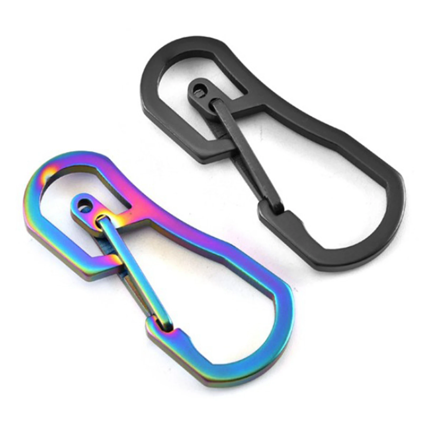 Buckle Keychain EDC Stainless Steel Carabiner Key Chain Clip Hook Outdoor Hiking 