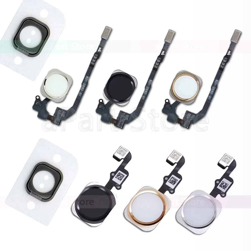 For iPhone SE 5s Home-Button with Flex For iPhone 6 6s 7 8 Plus Home Button Flex Cable with Sticker Rubber No Fingerprint