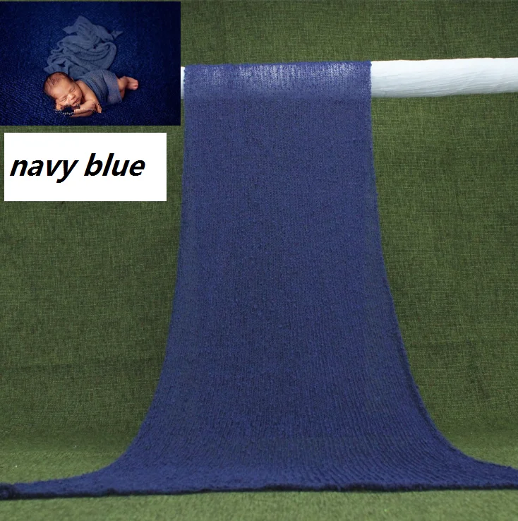 navy blue Реквизит для фотосессии новорожденных, хлопковое растягивающееся одеяло для фотосессии новорожденных - Цвет: navy blue