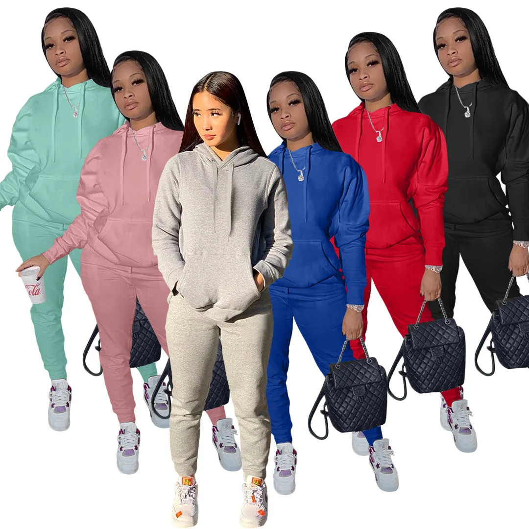 2022 Hoodies Sport Two Piece Set Women Fall Winter Tracksuit Solid Sweatshirts+Pants Casual Streetwear Women Sweat Suits 2023 new men s printing beta racing motocross motorcycle fashion solid cotton tracksuit casual hoodies sport pants 2 piece set